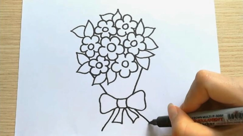 Phác thảo dáng tổng thể bó hoa