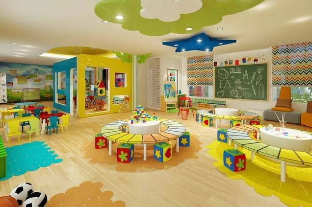 Phác thảo không gian lớp học với các đường nét cơ bản