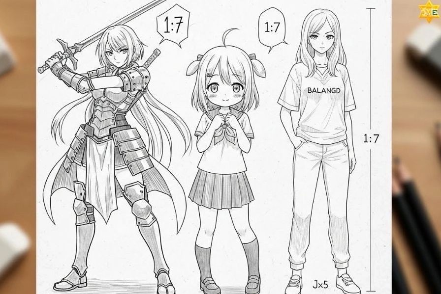 Phác thảo khung xương và khối cơ bản trong cách vẽ dáng người anime