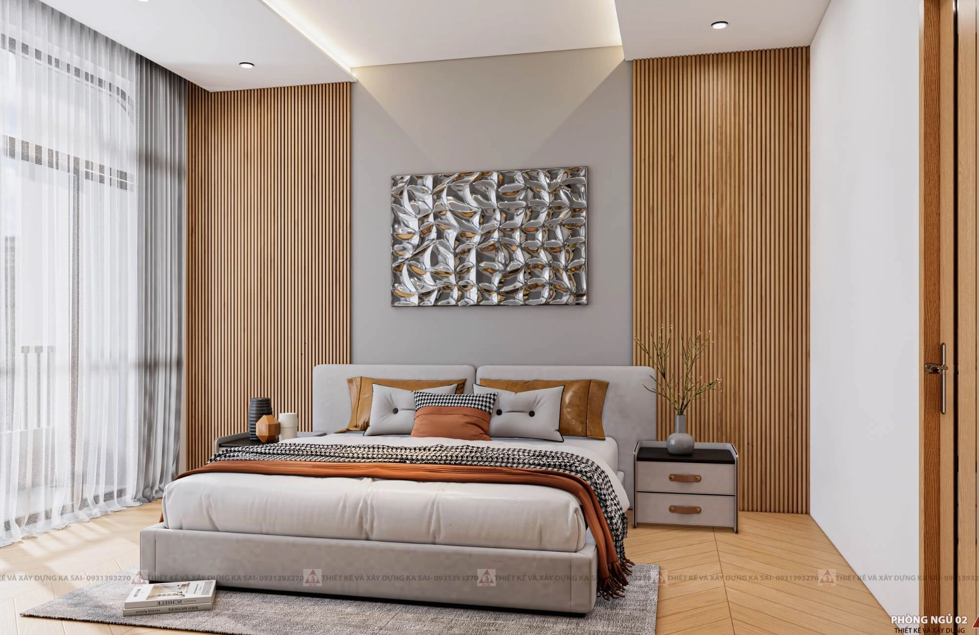Phòng ngủ 2 nhà 2 tầng 3 phòng ngủ 5x16m
