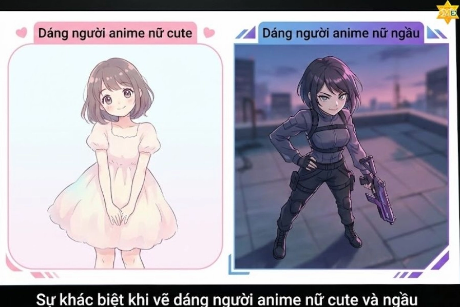 So sánh dáng người anime nữ và nam