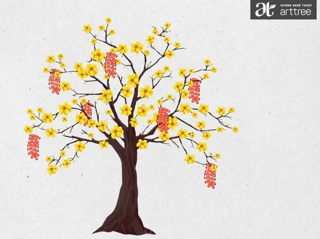 Tạo hiệu ứng ánh sáng cho bức tranh cây mai