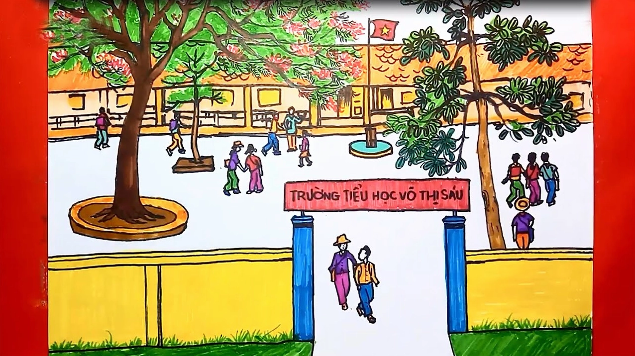Tạo hiệu ứng ánh sáng và bóng đổ cho tranh vẽ ngôi trường