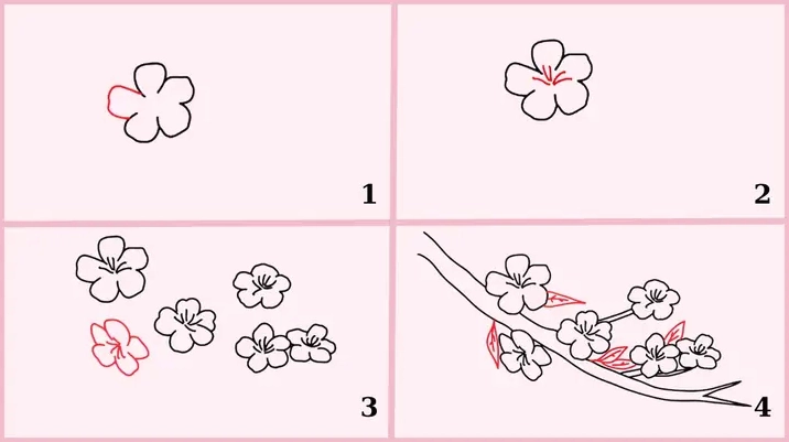 Tạo khối và đổ bóng cho hoa đào bằng bút chì