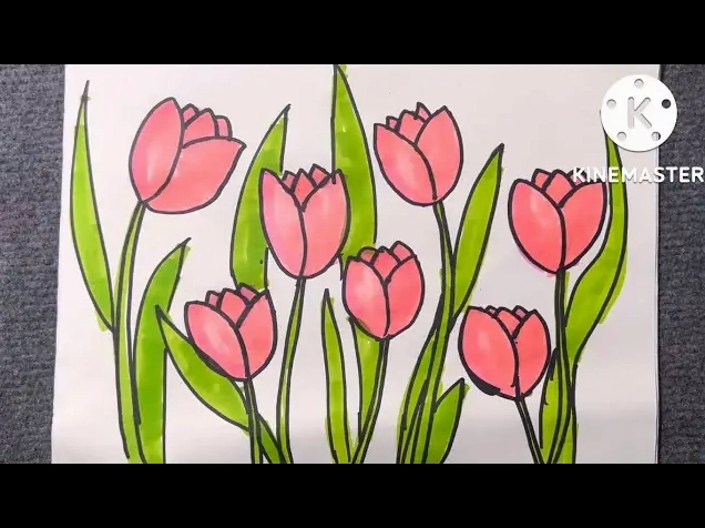 Thành phẩm cách vẽ hoa tulip đẹp và sinh động