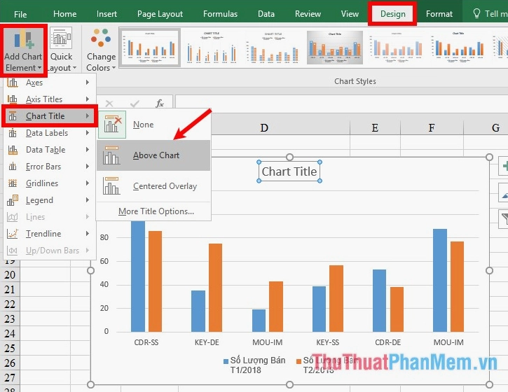 Thêm tiêu đề trục cho biểu đồ cột trong Excel