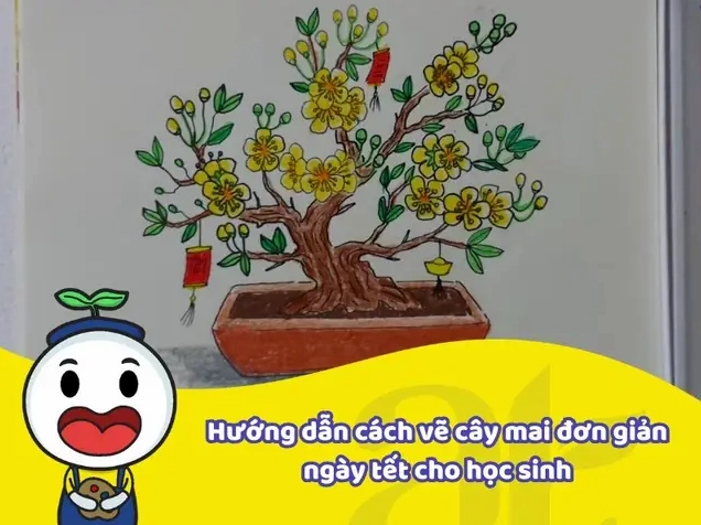 Tô màu hoa mai rực rỡ