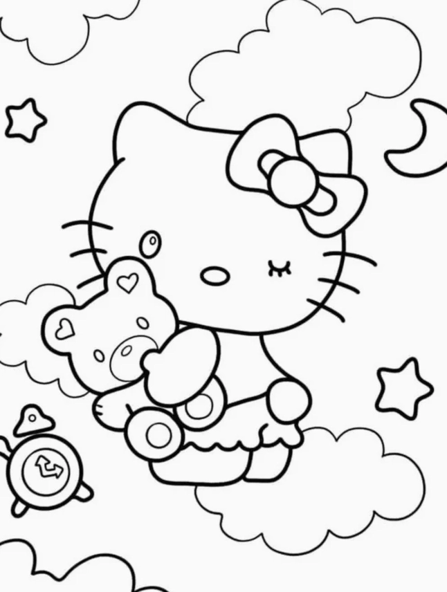 Tô màu hoàn thiện Hello Kitty