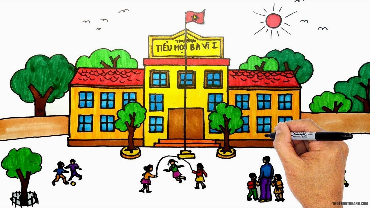 Tô màu tươi sáng cho bức tranh ngôi trường tiểu học