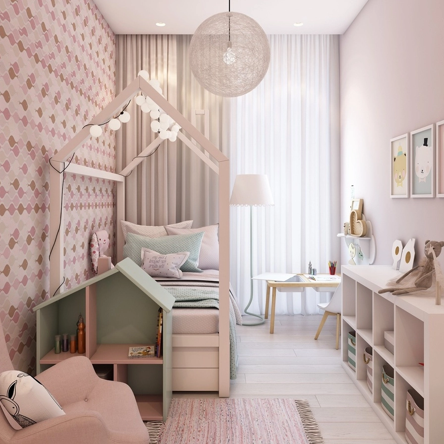 Trang trí góc học tập cho bé gái