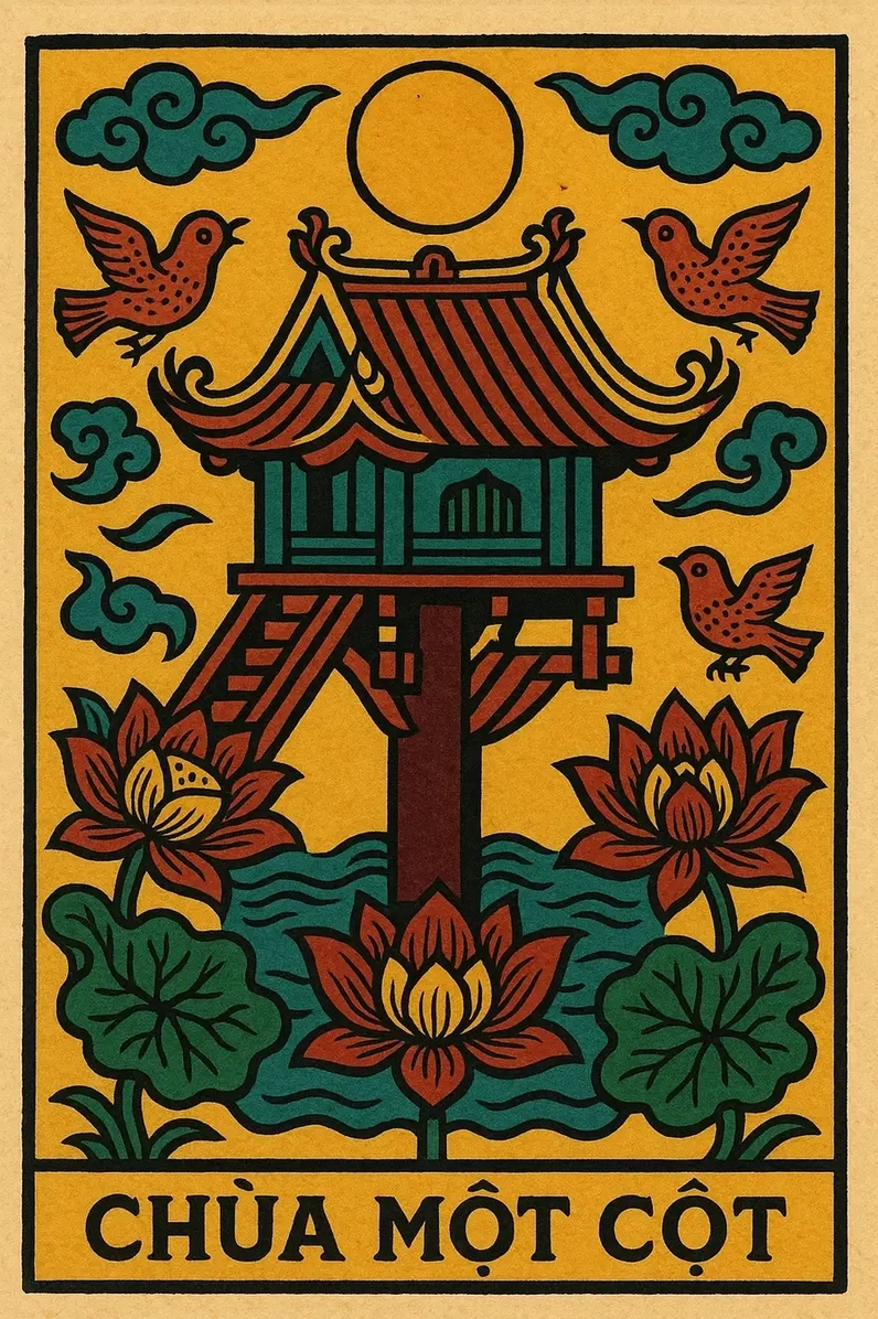 Tranh Chùa Một Cột cho bé