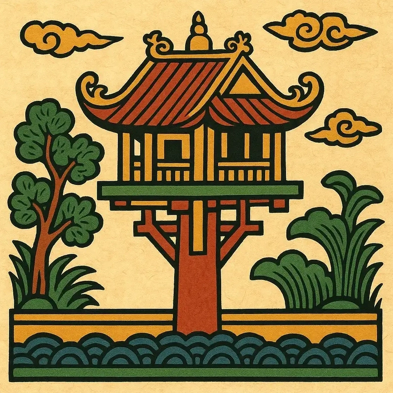 Tranh Chùa Một Cột dành cho bé