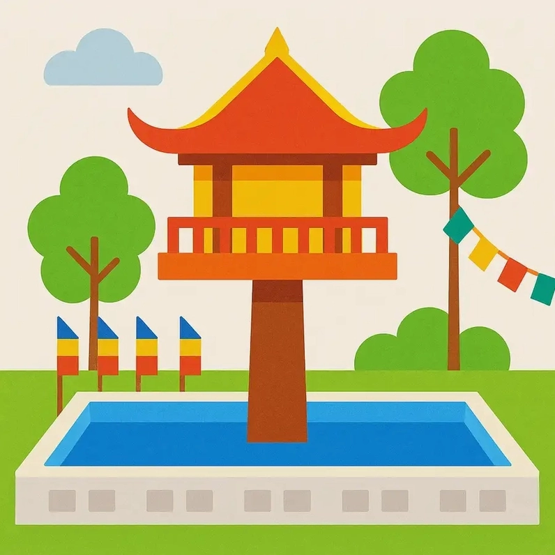 Tranh đề tài Chùa Một Cột cho lớp học