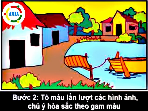 Tranh phong cảnh quê hương đẹp với nhiều chi tiết