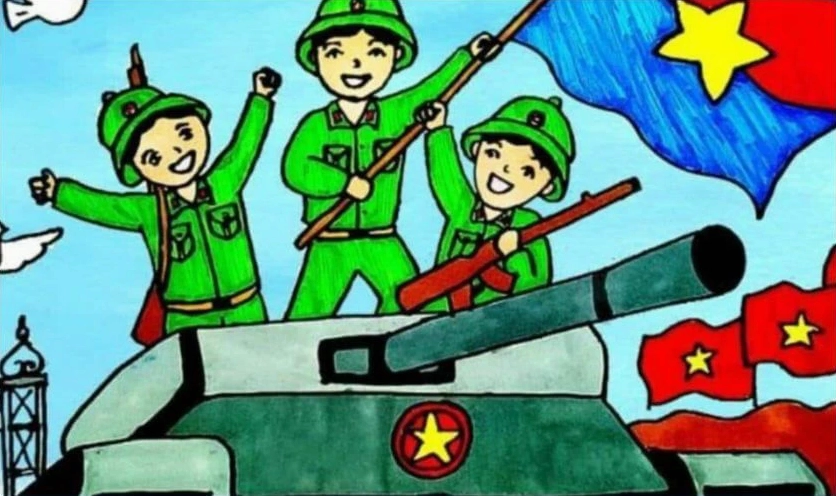 Tranh vẽ các chú bộ đội đơn giản cho trẻ em