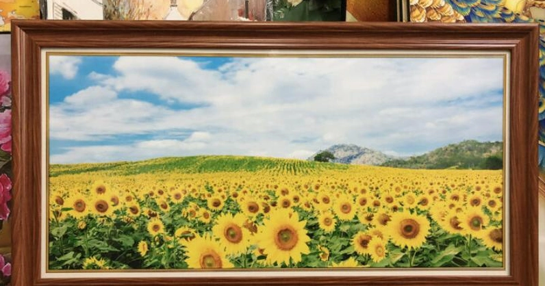 Tranh vẽ cánh đồng hoa hướng dương rực rỡ