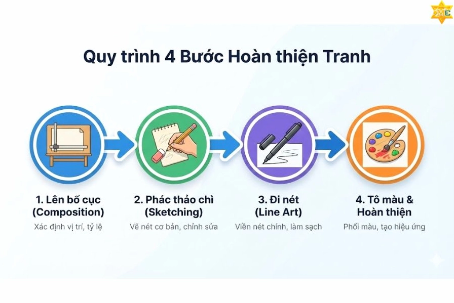 Tranh vẽ cảnh nấu bánh chưng ngày Tết