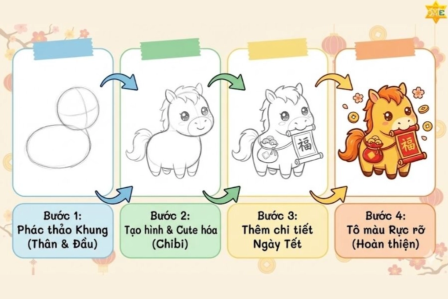 Tranh vẽ chậu hoa Ly ngày Tết