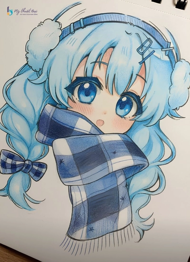 Tranh vẽ chibi anime nữ dễ thương