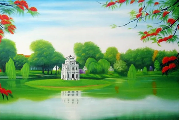 Tranh vẽ Hồ Gươm nên thơ