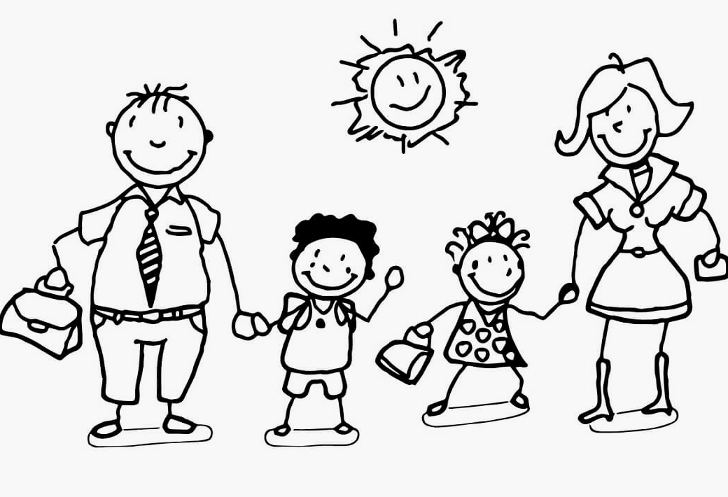 Tranh vẽ nét đứt về gia đình hạnh phúc