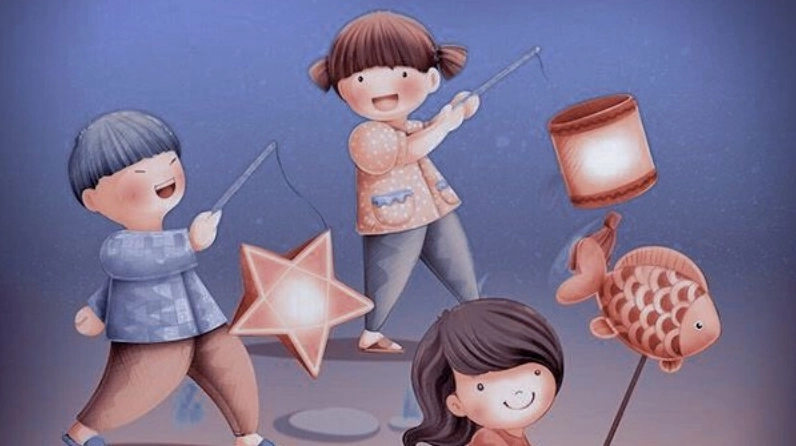 Tranh vẽ rước đèn Trung Thu vui nhộn