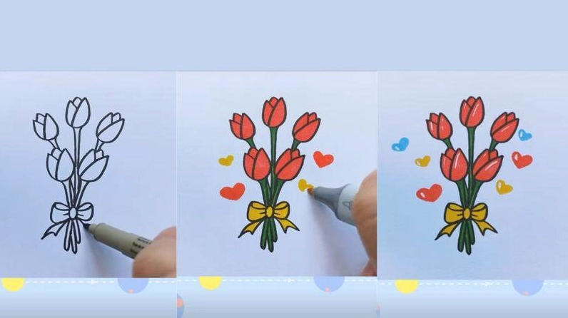 Vẽ bó hoa Tulip