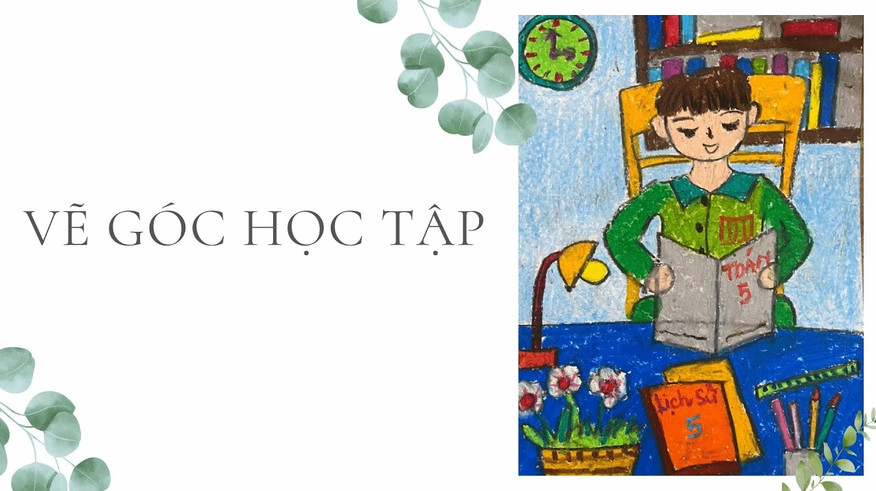 Vẽ chi tiết bàn học và kệ sách trong góc học tập