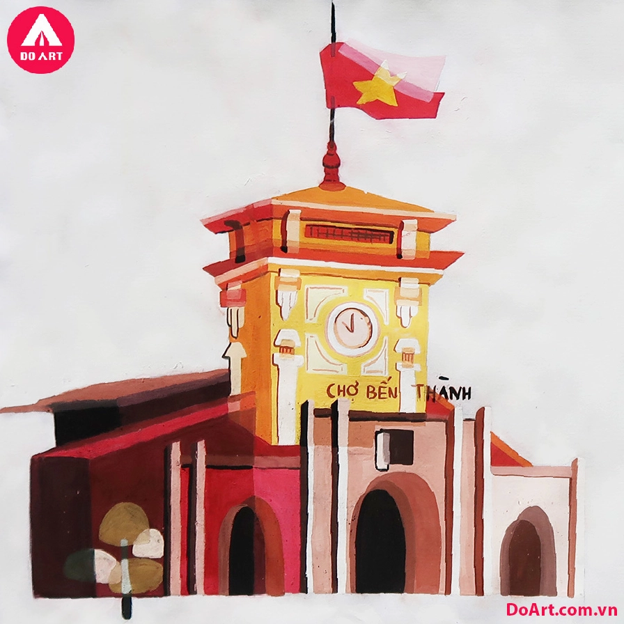 Vẽ chi tiết các họa tiết trang trí trên Chợ Bến Thành