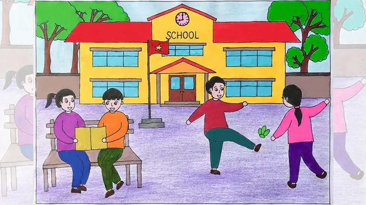Vẽ chi tiết cửa sổ và ban công ngôi trường