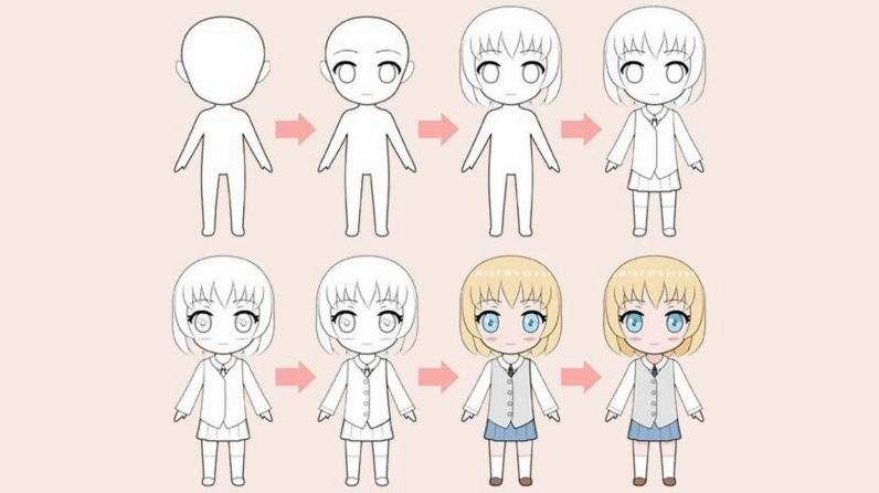 Vẽ chi tiết khuôn mặt cô gái theo phong cách chibi