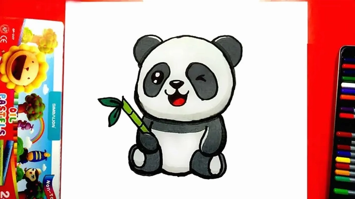Vẽ gấu trúc đang ăn tre
