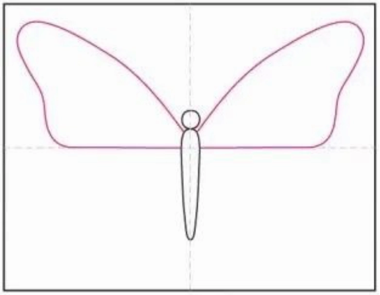 Vẽ hai cánh bướm trên đối xứng