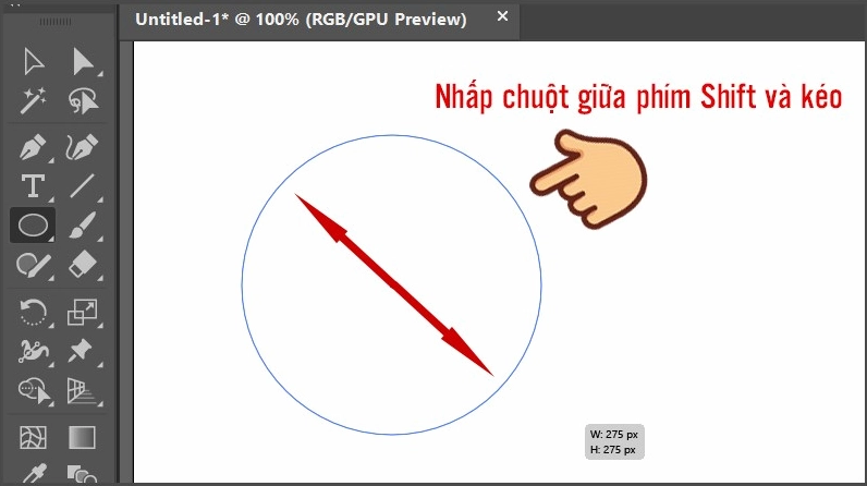 Vẽ hình tròn bằng phím Shift