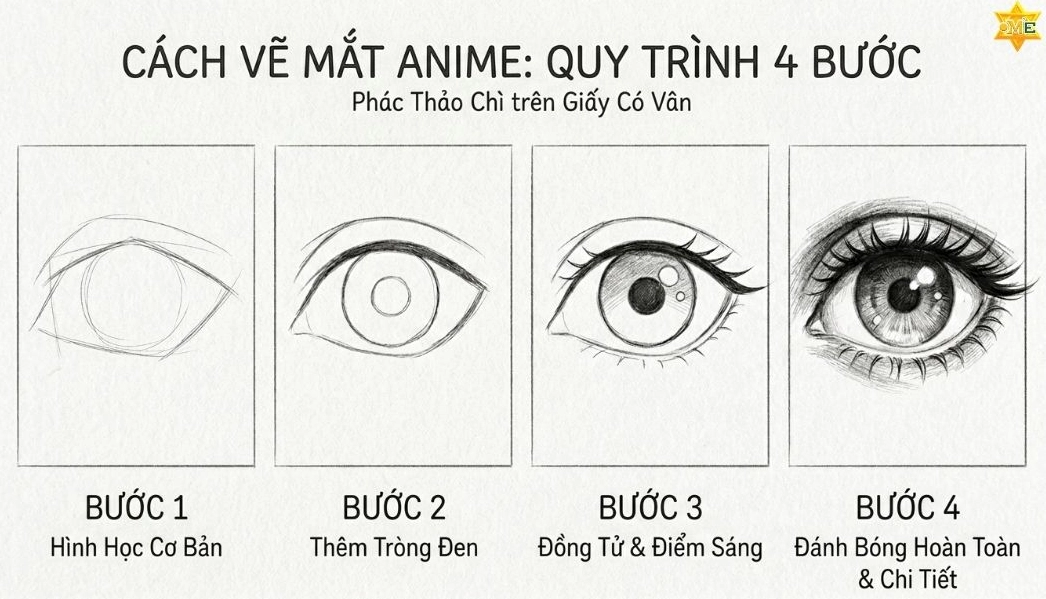 vẽ mắt anime đơn giản