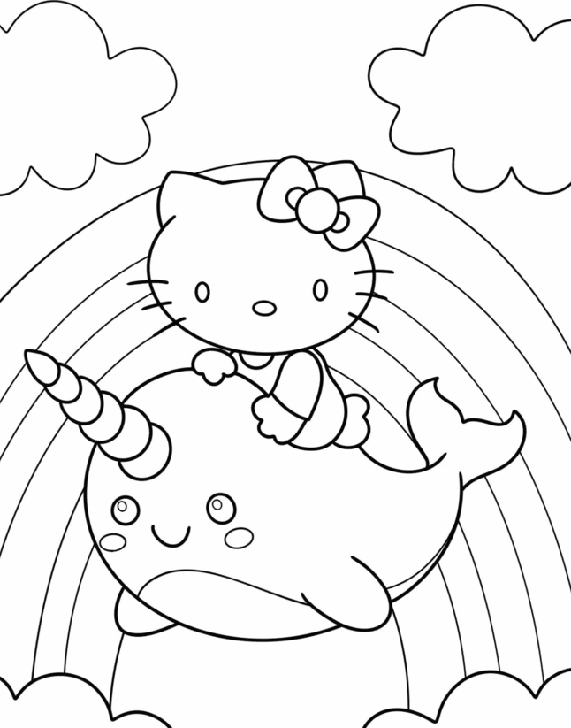 Vẽ mắt và mũi cho Hello Kitty