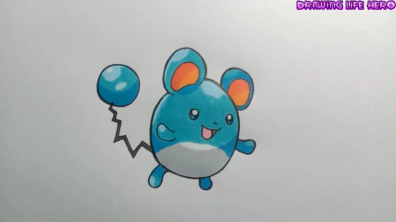 Vẽ pokemon Maril Chuột Xanh Đáng yêu DRAWING POKEMON - YouTube