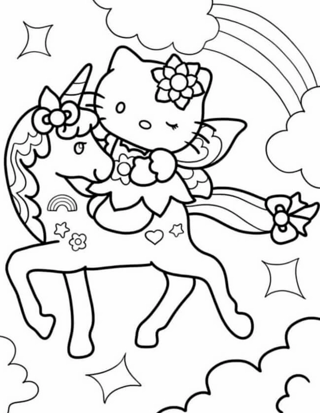Vẽ tai và nơ cho Hello Kitty