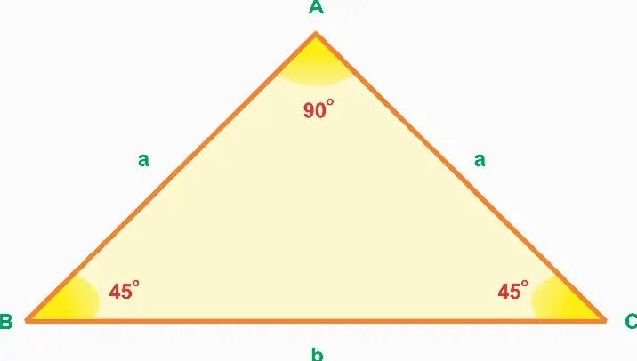 Vẽ tam giác vuông cân sử dụng compa