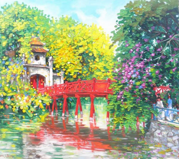 Vẽ tranh hồ gươm sáng