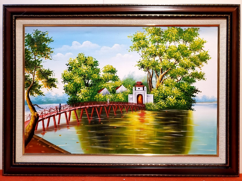 Vẽ tranh Hồ Gươm và Cầu Thê Húc