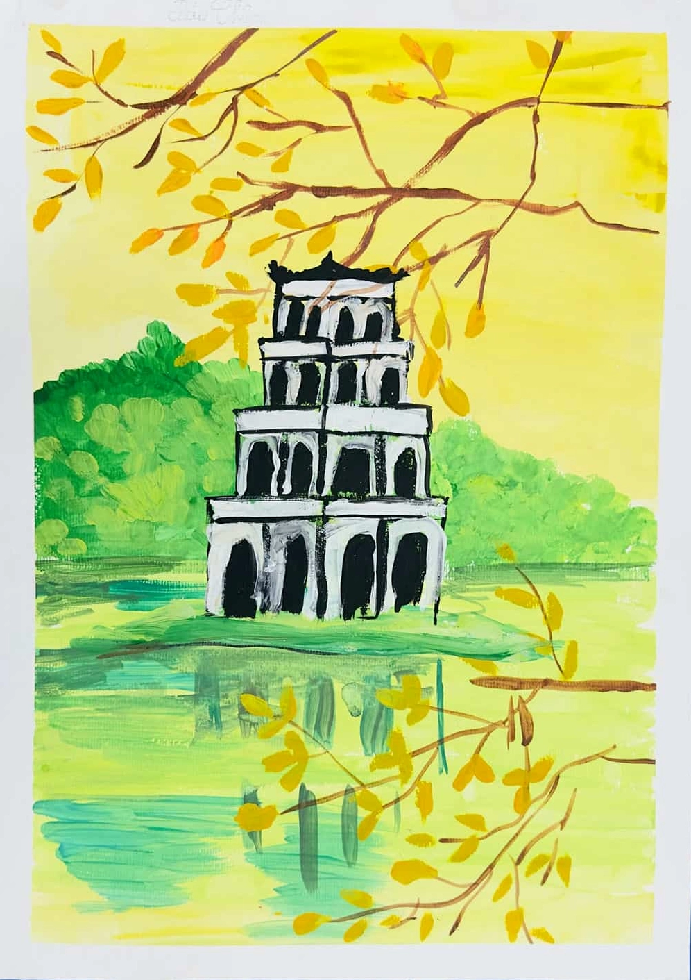 Vẽ tranh hồ gươm xưa