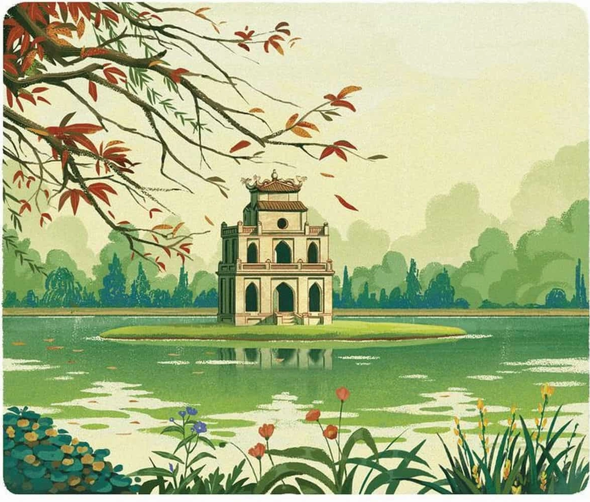 Vẽ tranh hồ gươm yên bình