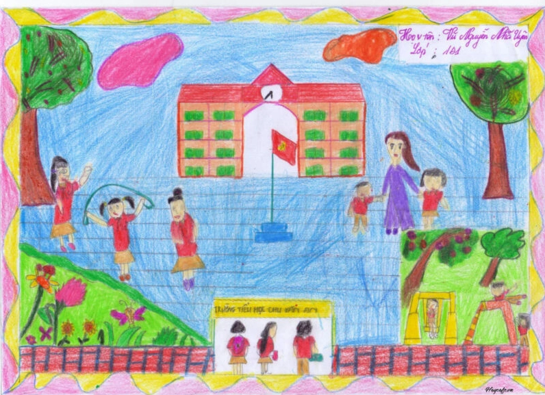 Vẽ tranh ngôi trường mơ ước của học sinh lớp 1