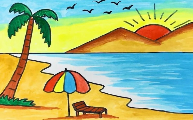 Vẽ tranh phong cảnh quê hương đơn giản mà đẹp