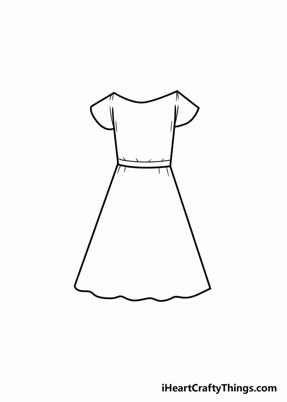 Bản vẽ váy công chúa đã hoàn thiện phần phác thảo
