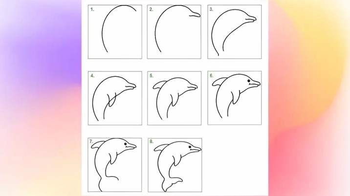 Các bước vẽ cá heo sáng tạo