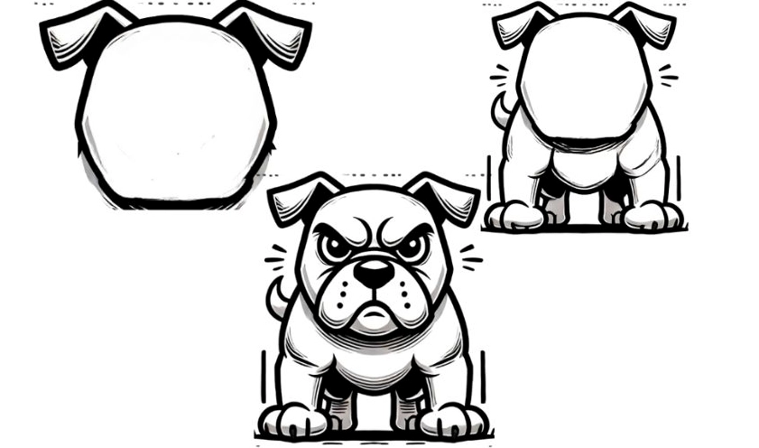 Cách vẽ con chó bull hung dữ
