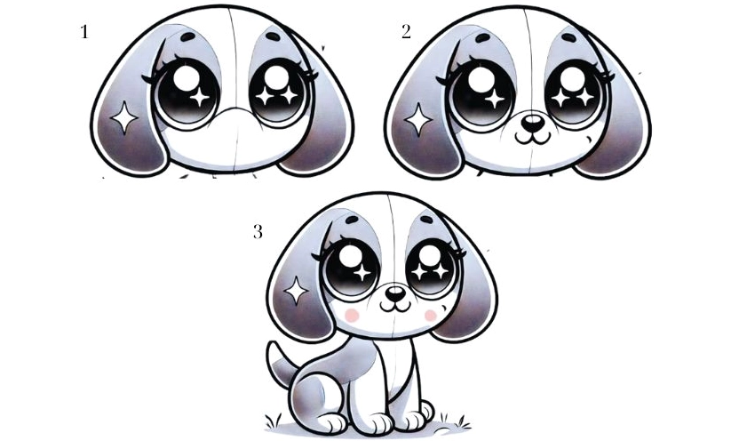 Cách vẽ con chó mắt to cute