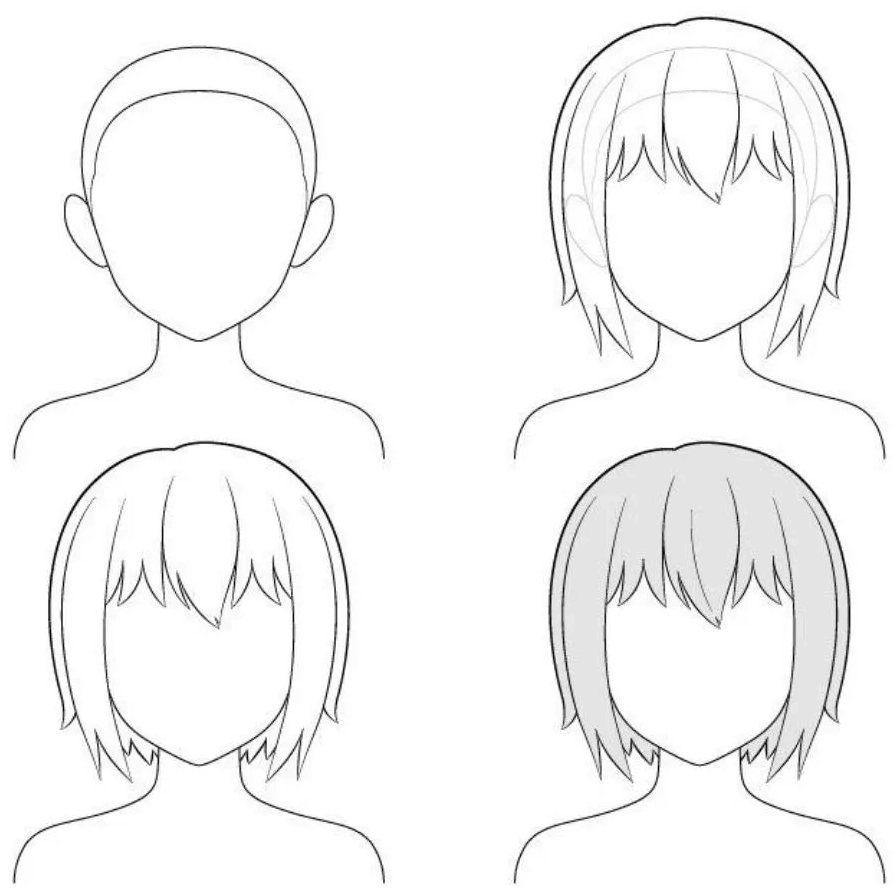Cách vẽ tóc ngắn cho nhân vật nữ anime